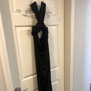 'ODETTE' BLACK CROSS FRONT DRAPED GOWN